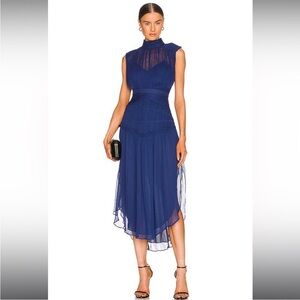 Shona Joy Safira Midi Dress in Aegean Blue. Size 8